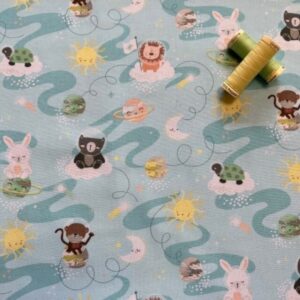 Animals in Space on light blue